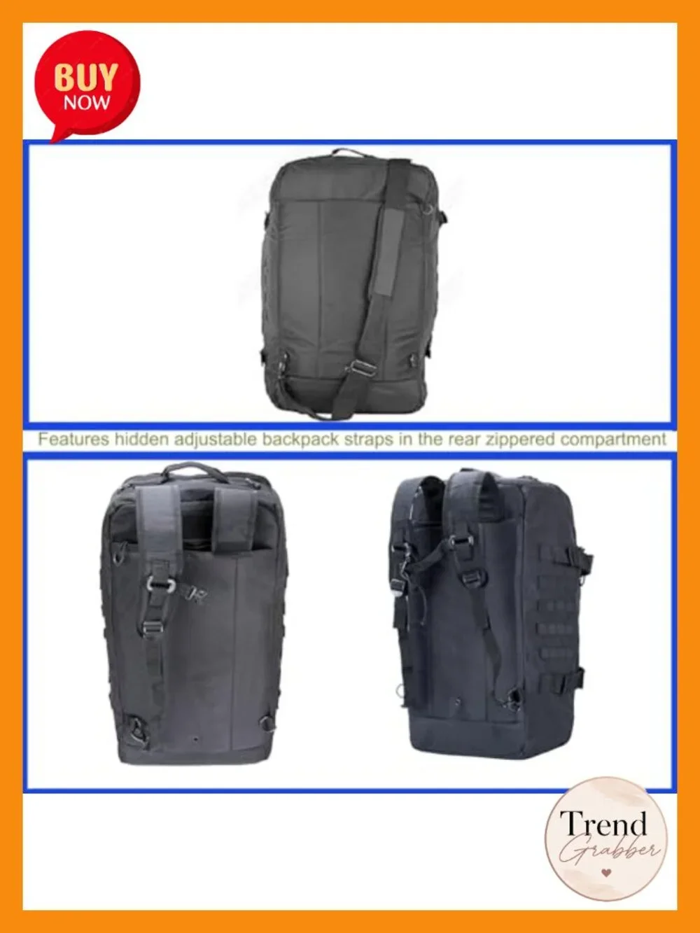 3-in-1 Tactical Travel Duffel Backpack 85L Heavy Duty Gym Bag 600D Nylon